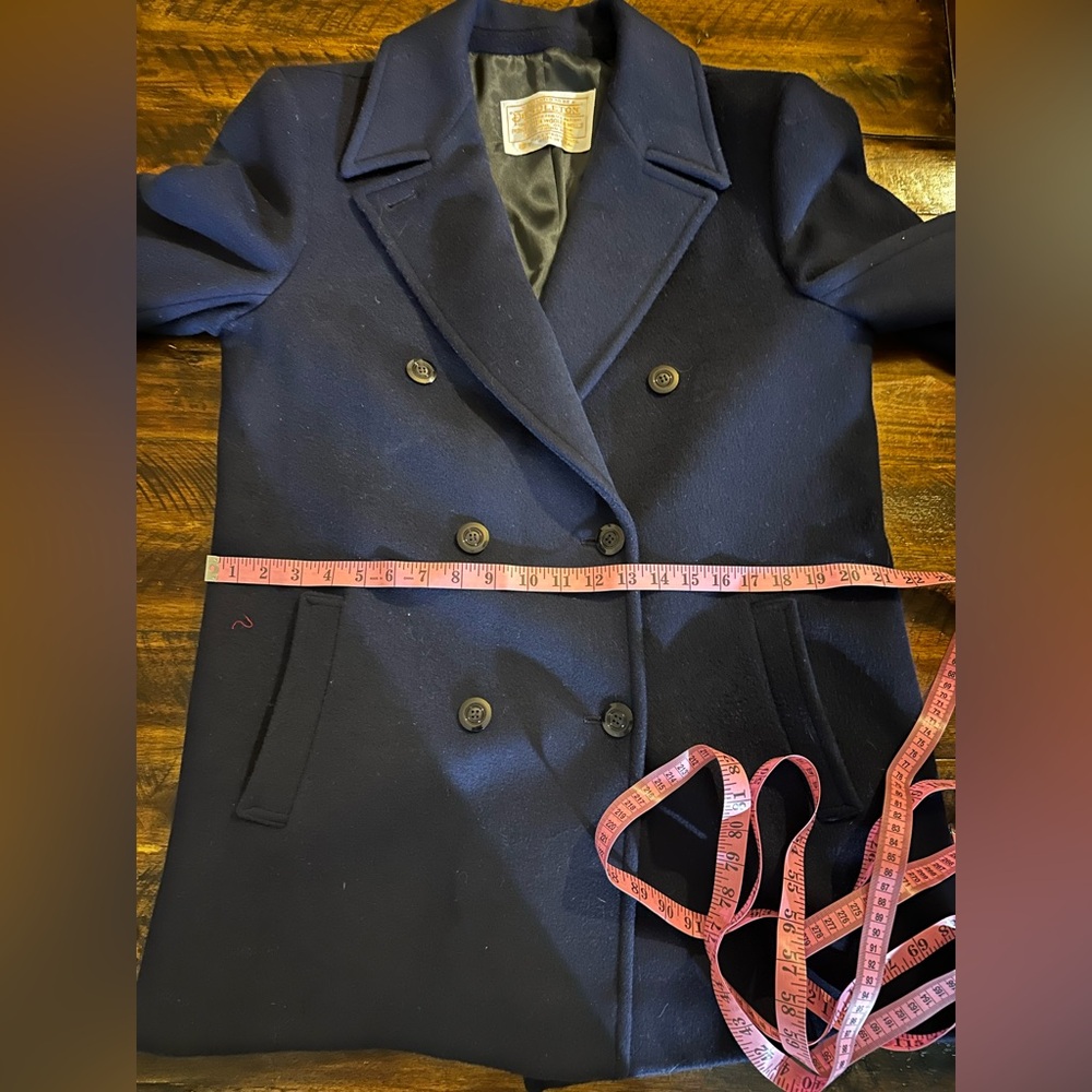 Pendleton Virgin Wool Navy Peacoat Vintage USA Double Breasted Coat M - Picture 8 of 11
